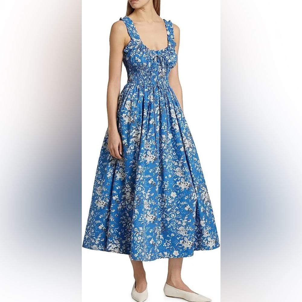 Doen Blue and White Floral Maxi Dress